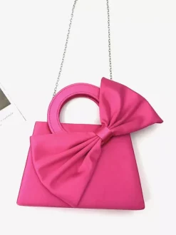 Sac de soirée miniature en satin avec anse anneau et n艙ud bandoulière amovible et chaîne détachable pochette pour mariage ou soirée.