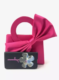 Sac de soirée miniature en satin avec anse anneau et n艙ud bandoulière amovible et chaîne détachable pochette pour mariage ou soirée.