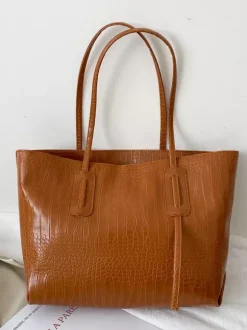 Sac fourre-tout à motif crocodile en similicuir grande capacité pour femme 2026
