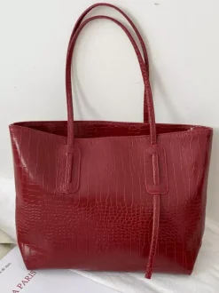 Sac fourre-tout à motif crocodile en similicuir grande capacité pour femme 2026