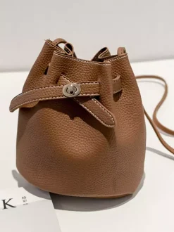 Sac seau en similicuir avec cordon de serrage pour femme 2026