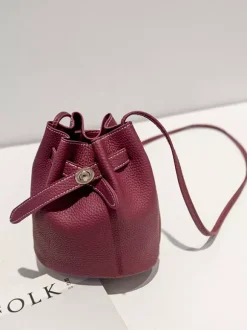 Sac seau en similicuir avec cordon de serrage pour femme 2026