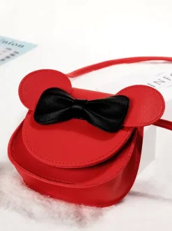 Sac Sweet Lolita en cuir PU rouge avec n艙uds sac bandoulière en cuir PU accessoires Lolita
