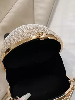 Sac à bandoulière à billes avec chaîne Sac à main de soirée brillant pour femme 2026