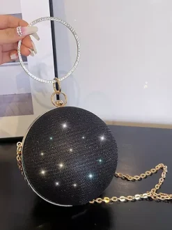 Sac à bandoulière à billes avec chaîne Sac à main de soirée brillant pour femme 2026