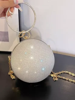Sac à bandoulière à billes avec chaîne Sac à main de soirée brillant pour femme 2026