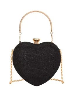 Sac à bandoulière en forme de c艙ur avec chaîne et pochette de fête brillante pour femme 2026