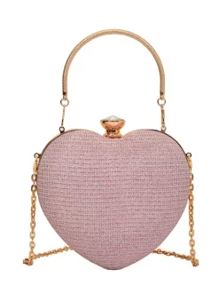 Sac à bandoulière en forme de c艙ur avec chaîne et pochette de fête brillante pour femme 2026