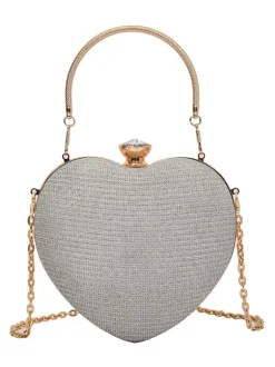 Sac à bandoulière en forme de c艙ur avec chaîne et pochette de fête brillante pour femme 2026