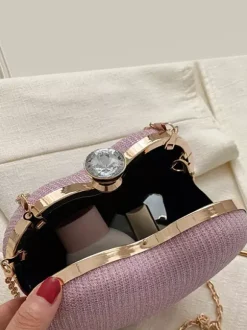 Sac à bandoulière en forme de c艙ur avec chaîne et pochette de fête brillante pour femme 2026
