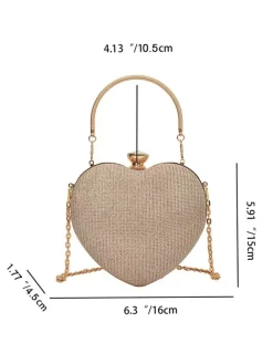 Sac à bandoulière en forme de c艙ur avec chaîne et pochette de fête brillante pour femme 2026