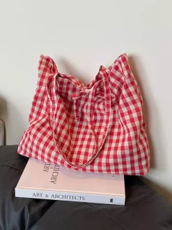 Sac à bandoulière léger à carreaux pour les vacances d'été idéal pour le shopping au quotidien.