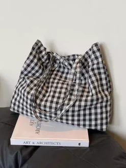 Sac à bandoulière léger à carreaux pour les vacances d'été idéal pour le shopping au quotidien.