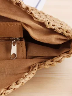 Sac à bandoulière rond creux en corde de papier tissé pour femme 2026