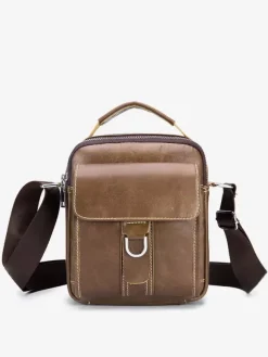 Sac Bandoulière Sport Marron Clair à Lacet Boucle Hommes Sac Cartable D'affaire
