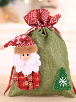 Sac cadeau de Noël vert chasseur Fibre de polyester Accessoires de vacances de Noël