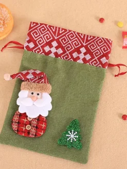 Sac cadeau de Noël vert chasseur Fibre de polyester Accessoires de vacances de Noël