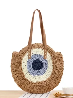 Sac fourre-tout rond en corde de papier tissé sac à bandoulière de plage pour femmes 2026