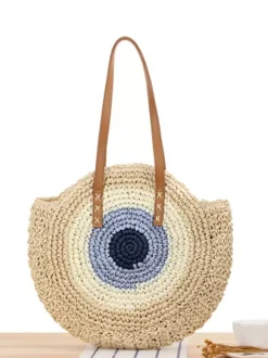 Sac fourre-tout rond en corde de papier tissé sac à bandoulière de plage pour femmes 2026