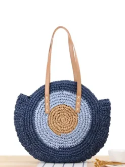 Sac fourre-tout rond en corde de papier tissé sac à bandoulière de plage pour femmes 2026