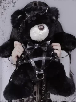 Sac gothique Lolita avec n艙uds noirs chaînes et Rivets sac à dos en fibre de Polyester accessoires Lolita