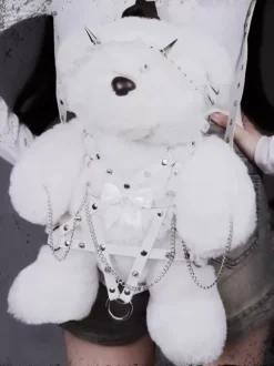 Sac gothique Lolita avec n艙uds noirs chaînes et Rivets sac à dos en fibre de Polyester accessoires Lolita