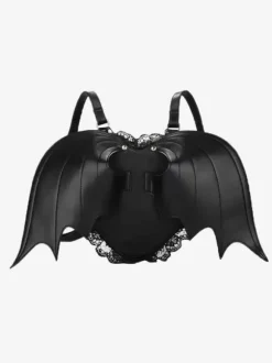 Sac gothique Lolita en cuir PU noir sac à dos en dentelle à volants accessoires Lolita