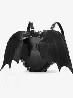 Sac gothique Lolita en cuir PU noir sac à dos en dentelle à volants accessoires Lolita