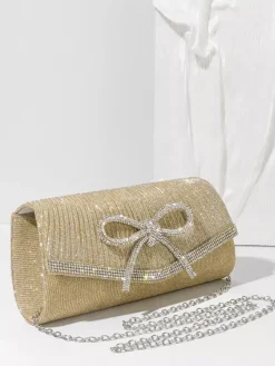 Sac à main à bandoulière en tissu plissé amovible avec chaîne idéal pour les fêtes et les occasions spéciales.