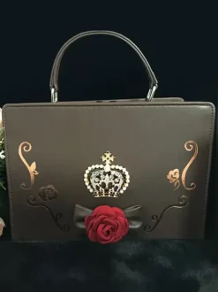 Sac à main classique Lolita Sac à main en strass avec fleurs Déguisements Halloween