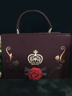 Sac à main classique Lolita Sac à main en strass avec fleurs Déguisements Halloween