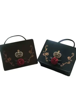 Sac à main classique Lolita Sac à main en strass avec fleurs Déguisements Halloween