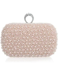 Sac à main de mariage rose clair sac à main perles paillettes en alliage