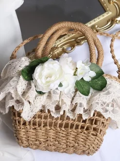 Sac à main Lolita marron café Polyester dentelle fleurs accessoire accessoires Lolita