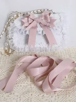 Sac à main Sweet Lolita avec n艙uds en Organza rose sac à main en dentelle et fibre de Polyester accessoires Lolita