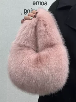 Sacs Pour Femmes Noir Sac À Main En Fausse Fourrure Chic