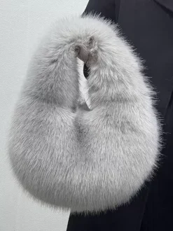 Sacs Pour Femmes Noir Sac À Main En Fausse Fourrure Chic