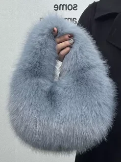 Sacs Pour Femmes Noir Sac À Main En Fausse Fourrure Chic