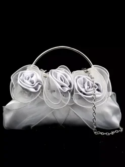 Sacs à main de mariage Accessoires de mariage Pochette de soirée Fleurs plissées