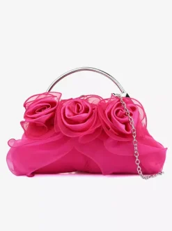 Sacs à main de mariage Accessoires de mariage Pochette de soirée Fleurs plissées