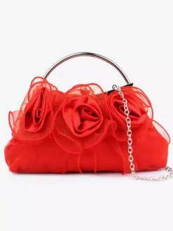 Sacs à main de mariage Accessoires de mariage Pochette de soirée Fleurs plissées