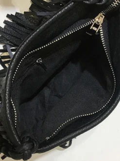 Sacs pour femmes café marron simili cuir forme horizontale bandoulière frange fermeture éclair