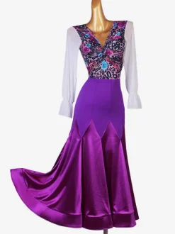 Salle de bal Costumes de danse Lycra Purple femmes Spandex Set Top robe de danse