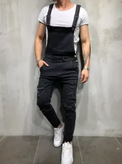 Salopettes en jean pour hommes vêtements de travail combinaisons cargo