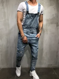 Salopettes en jean pour hommes vêtements de travail combinaisons cargo
