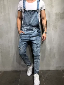 Salopettes en jean pour hommes vêtements de travail combinaisons cargo