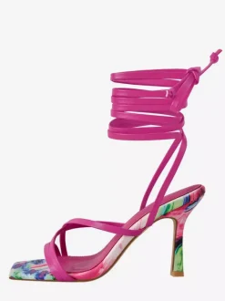 Sandales à lacets pour femmes talons hauts bout ouvert brides