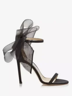 Sandales à Talons Hauts avec Bout Ouvert avec Noeud Unicolore