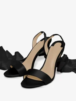 Sandales À Talons Hauts Bride À Lacets En Satin Blanc En N艙ud Chaussures De Mariée Bal Soirée Mariage