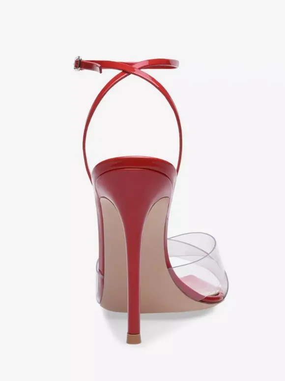 Sandales à talons hauts couleur chair bout ouvert chaussures habillées à talons aiguilles transparents